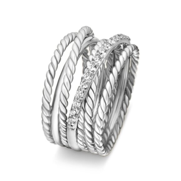 Authentic David Yurman Crossover Wide Ring with Diamonds - Picture 4 of 11
